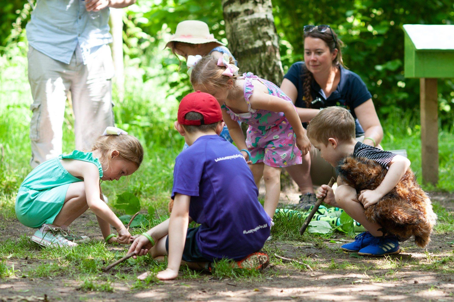 Picture of young children learning through outdoor exploration at outdoor education centre Nell Bank