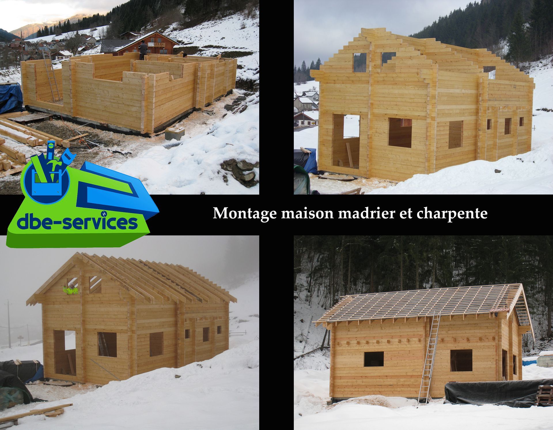 Montage maison en madrier
