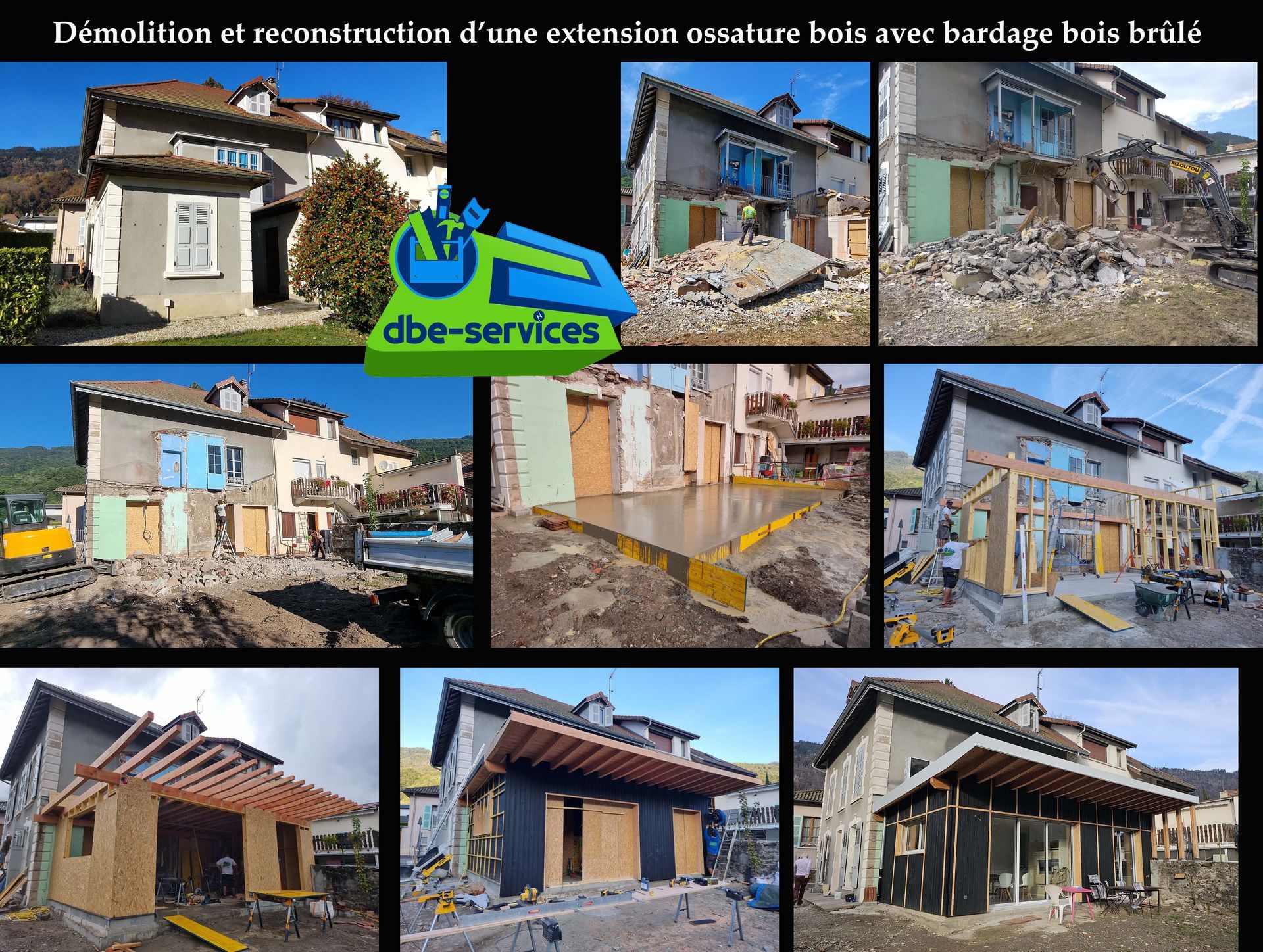 Démolition et construction extension ossature bois