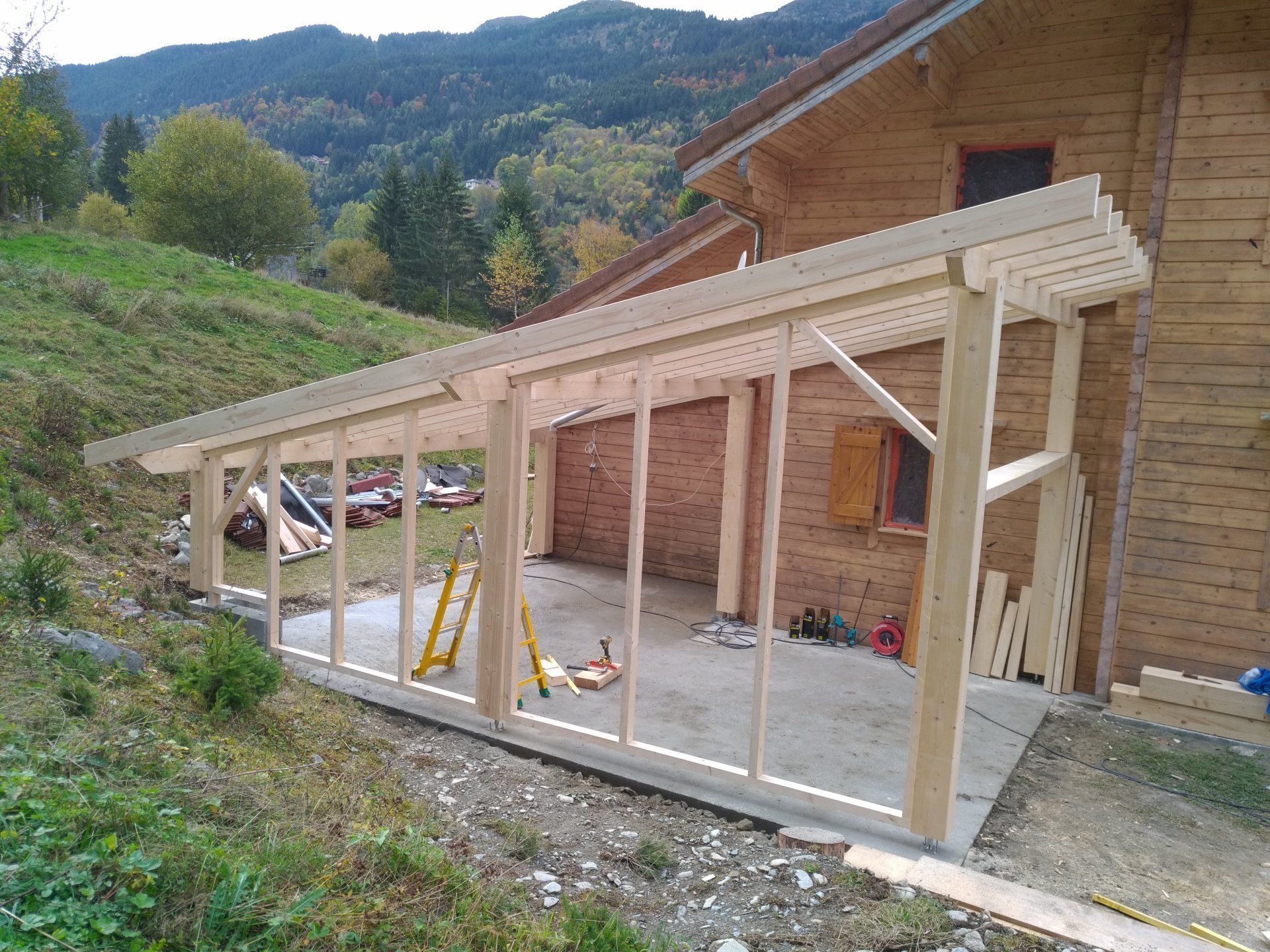 Extension garage bois