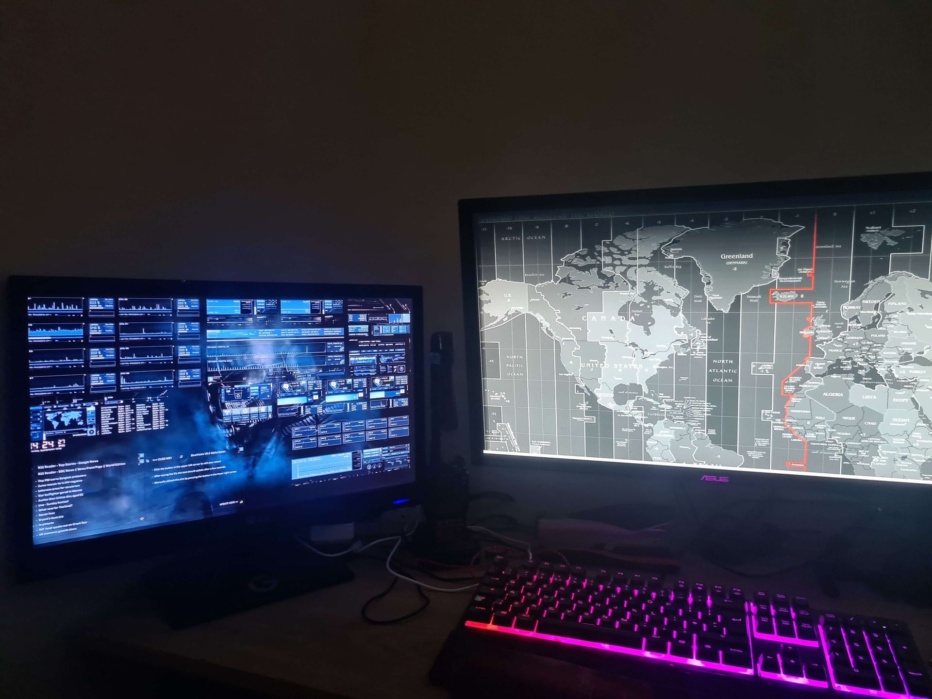 tracing private investigator, computer, screens, keyboard, detective