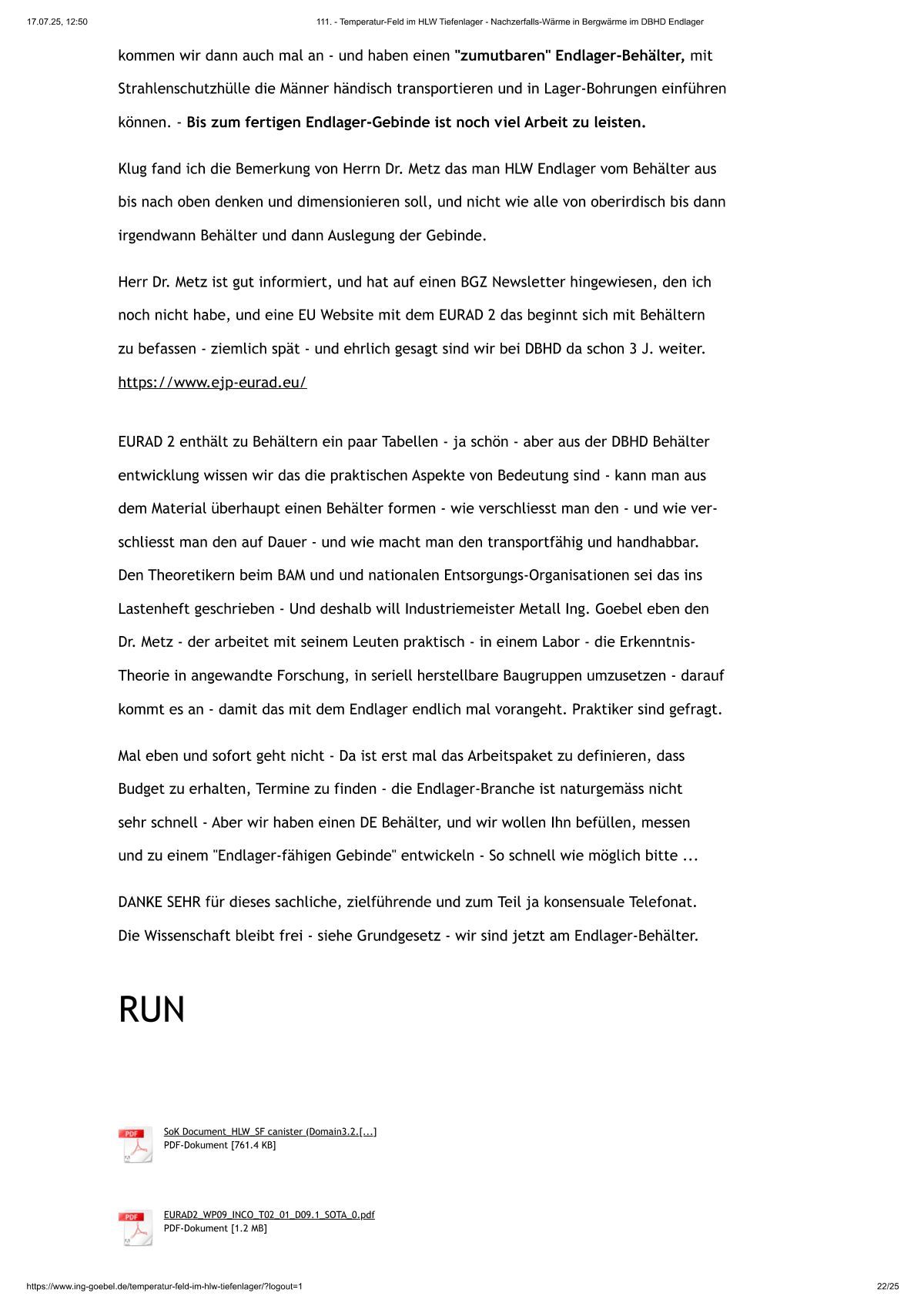 Befüllung und Messung Endlager-Behälter Dr. Metz KIT INE Karlsruhe