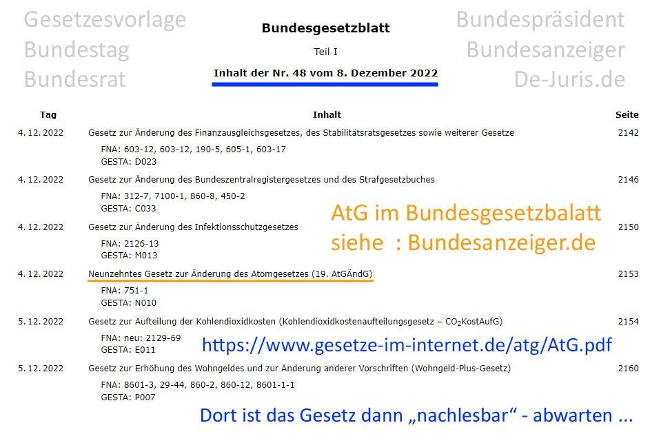 AtG im Bundesgesetzblatt 08.12.2022