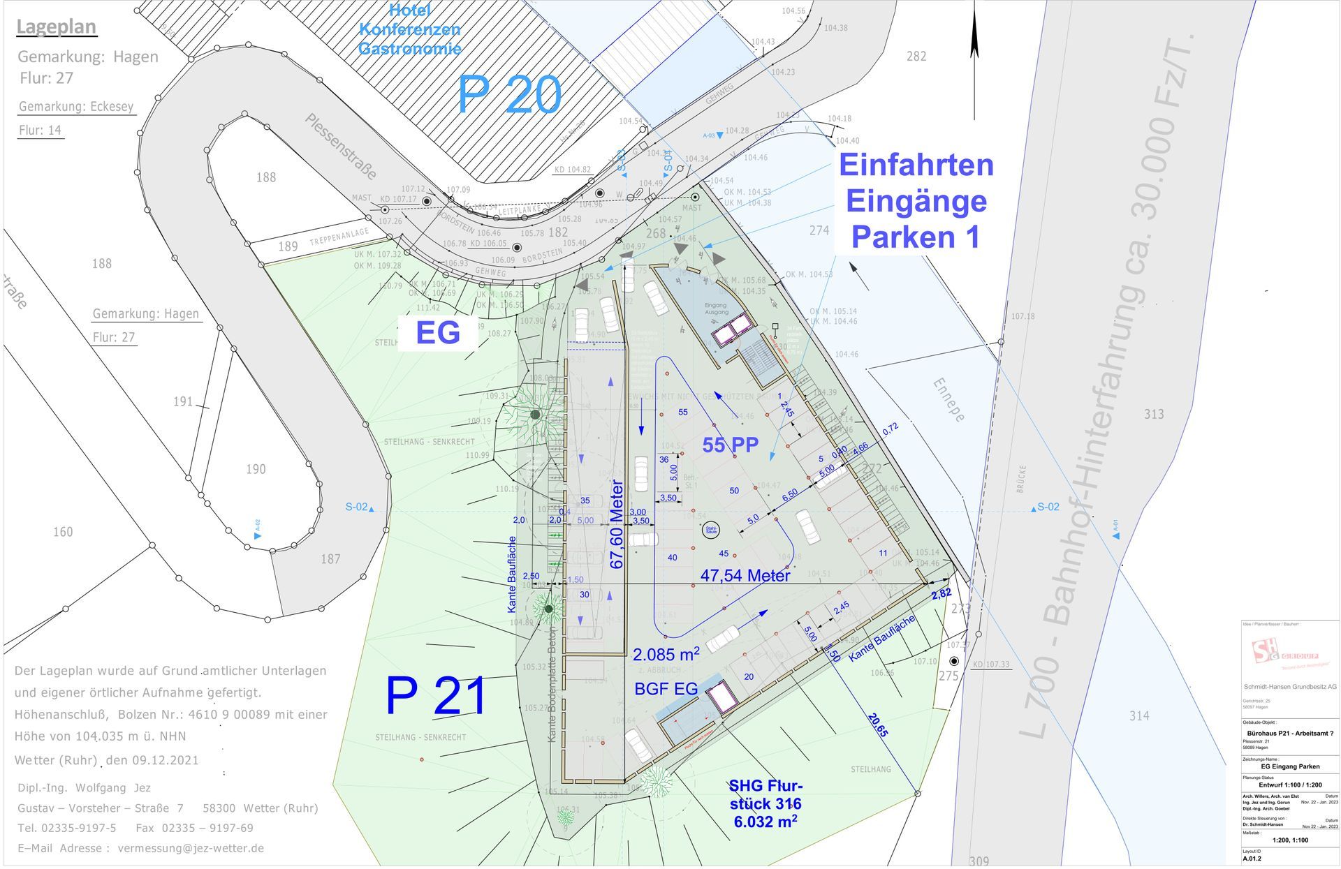 EG Vorbereitung vorhabens-bezogener Bebauungs-Plan P21 Bürohaus WESTSIDE Hagen
