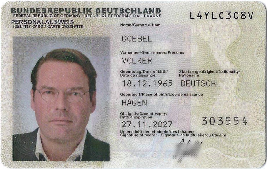 Ausweis Volker Goebel Dipl.-Ing.