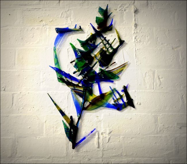 fused glass thistle wall hanging art thing