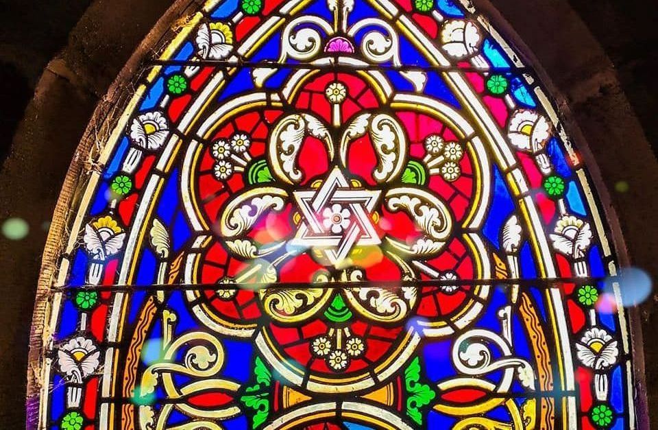 Victorian church window stained glass window repair and restoration. Kinfauns Parish Church. Perthshire. Scotland. 1860's