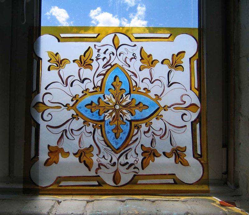 decorative stained glass window victorian reproduction