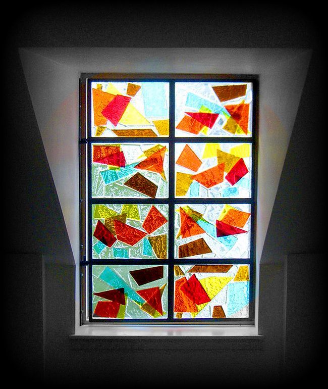 Contemporary abstract design fused glass window