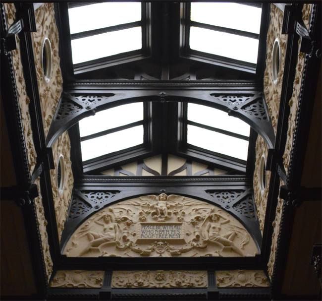 Roof sky lights with carved frieze