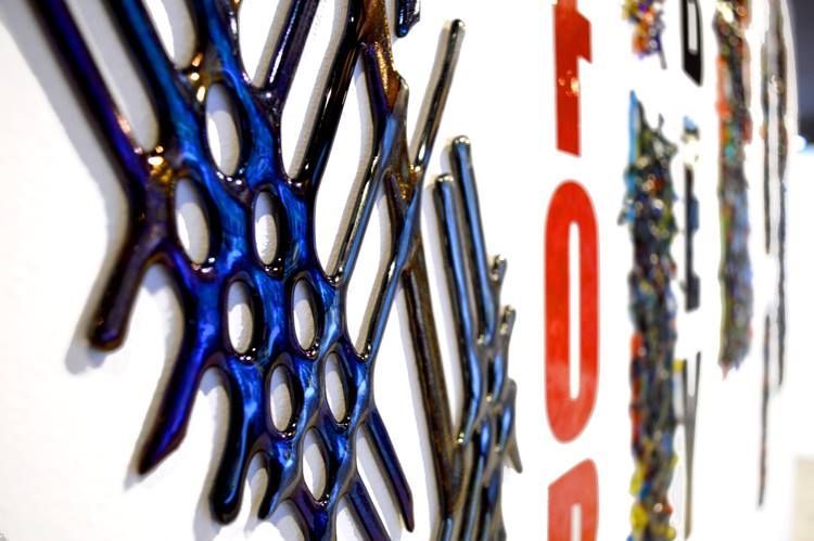 fused glass detail iridescent