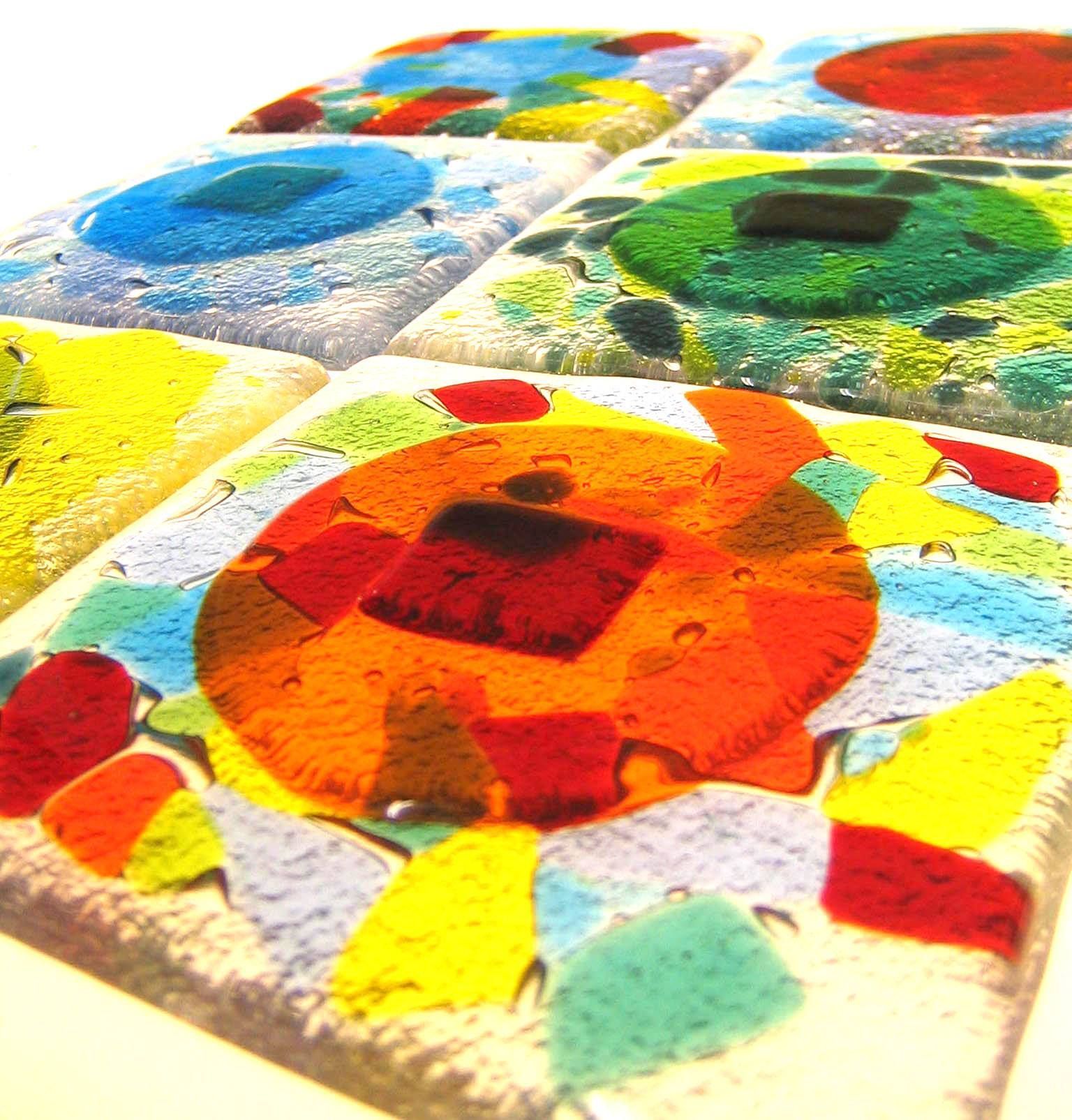 multi layered fused glass tiles