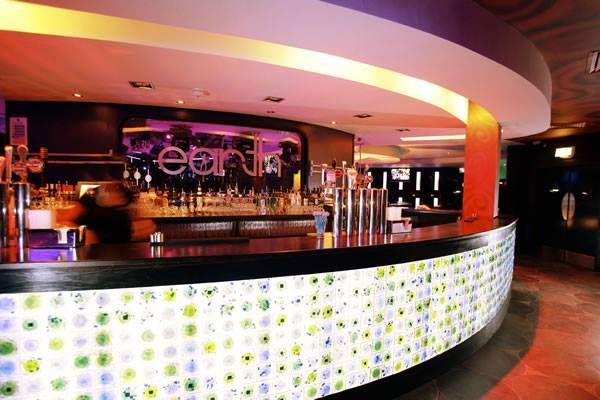fused glass tiles for a nightclub bar