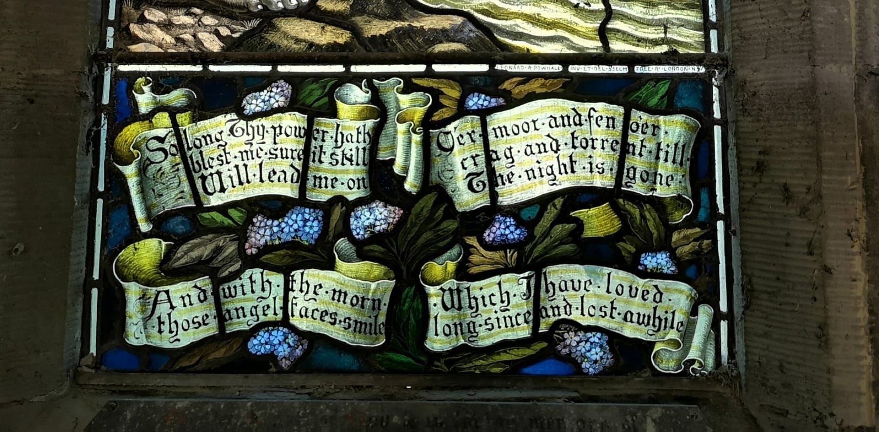 Inscription is from the hymn by John Henry Newman
