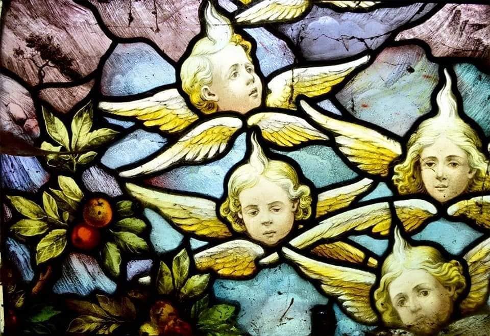 cherubs stained glass details
