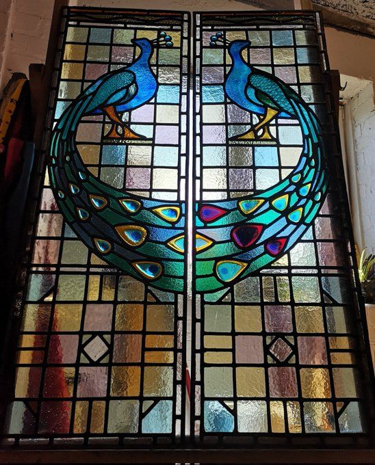 Peacock stained glass windows