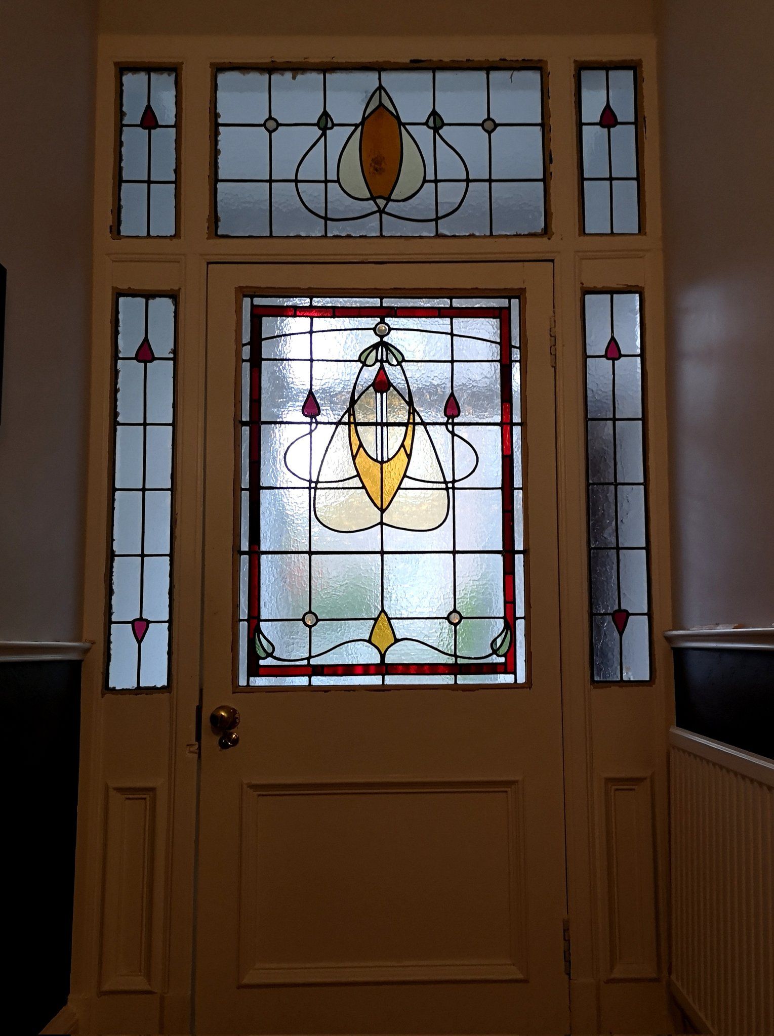 A modern Glasgow Style leaded glass window