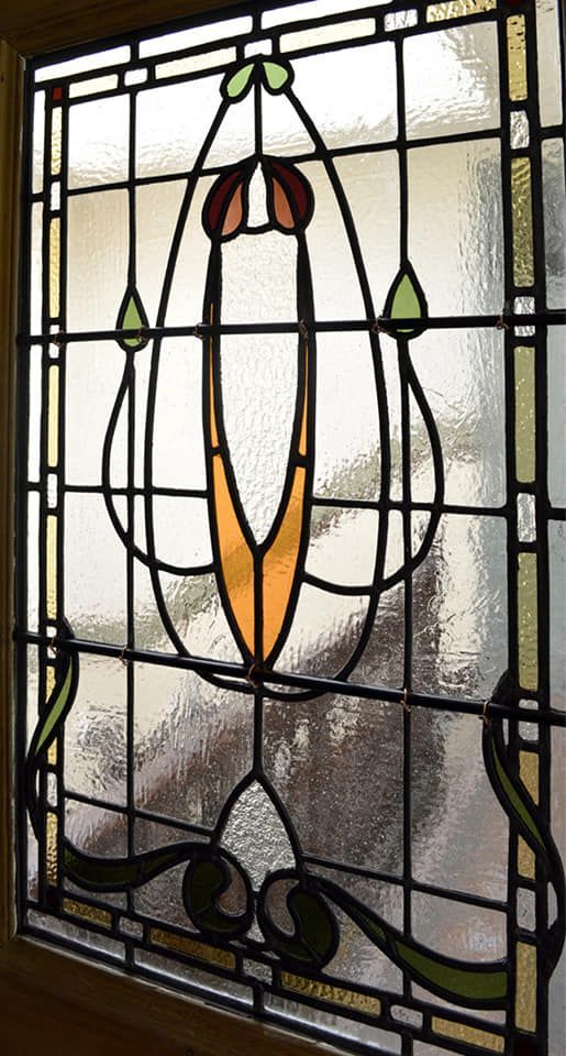 Glasgow Style Leaded Glass Front Door and Transom light