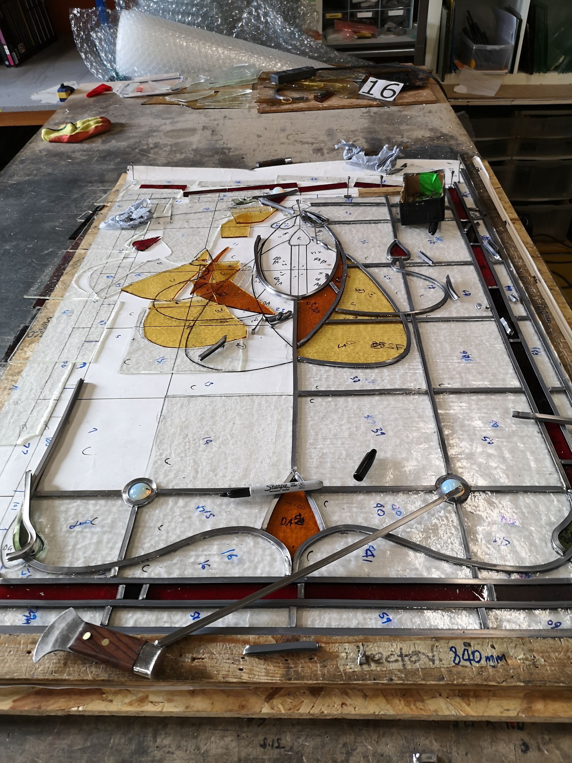 Leading up a stained glass window
