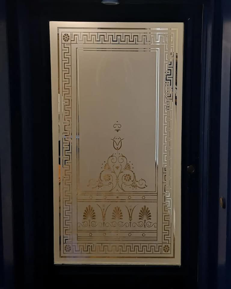 Etched glass window reproduction Victorian design Glasgow