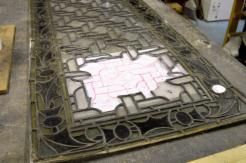 damaged leaded glass window before repair.