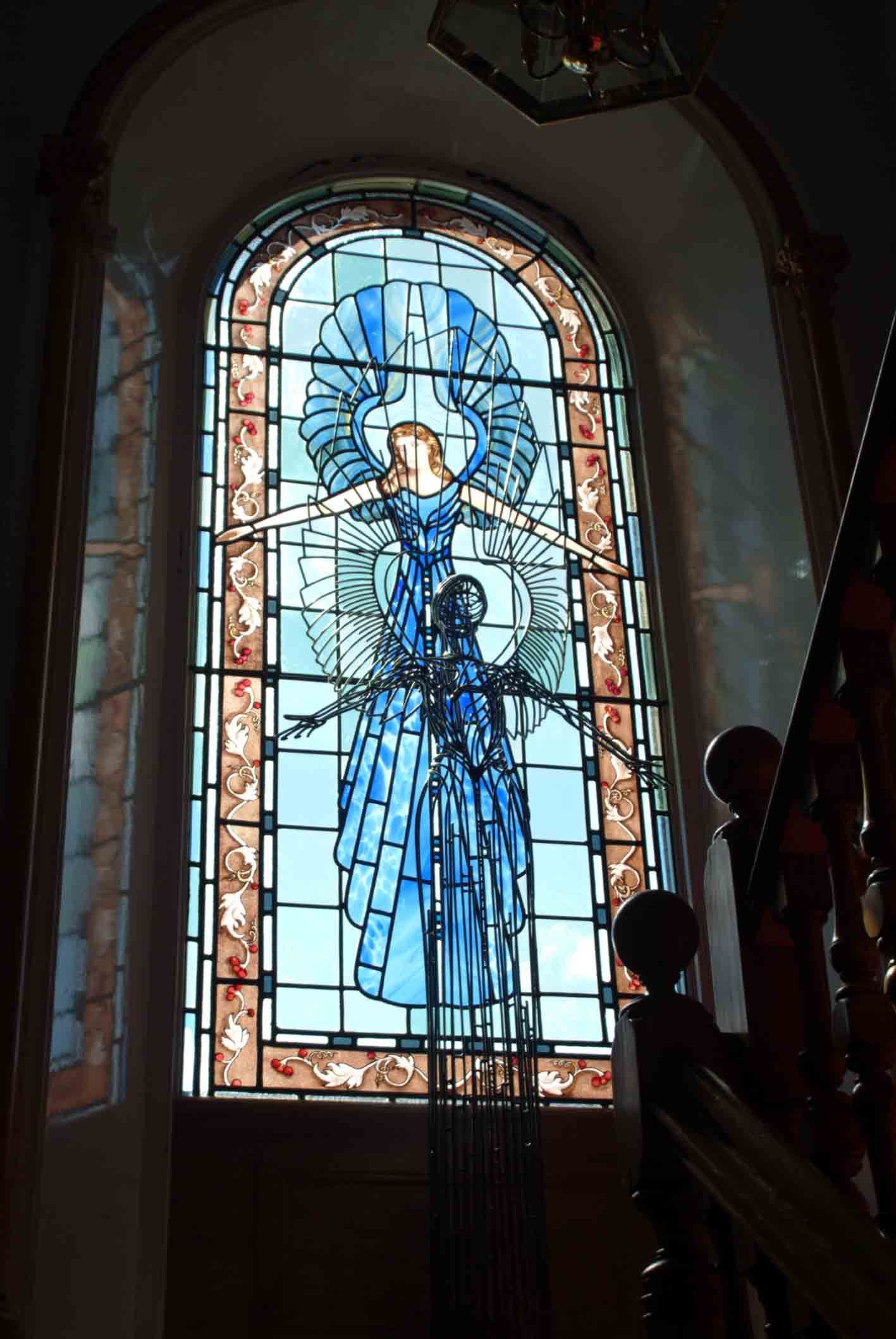 Stained glass angel window