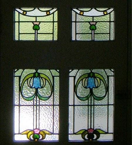 Thistle and harebell leaded glass windows from architectural salvage glasgow