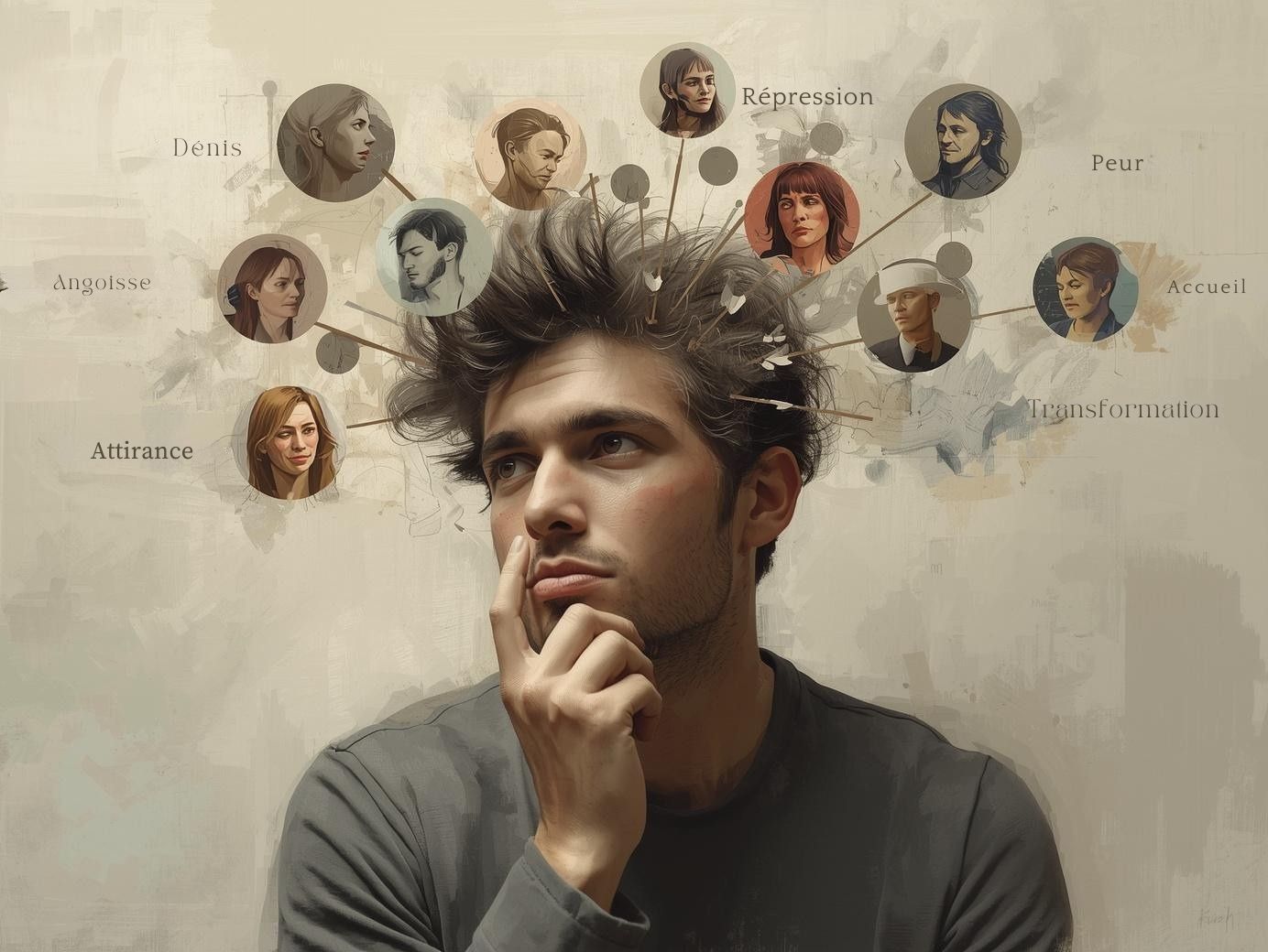 évocation d'une personne qui accueille toutes les émotions qui le traversent