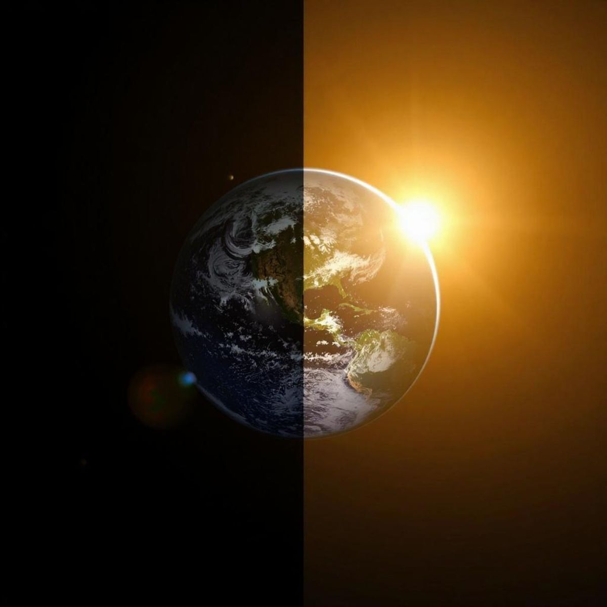 équinoxe du printemps : la terre mi-ombre m-lumière