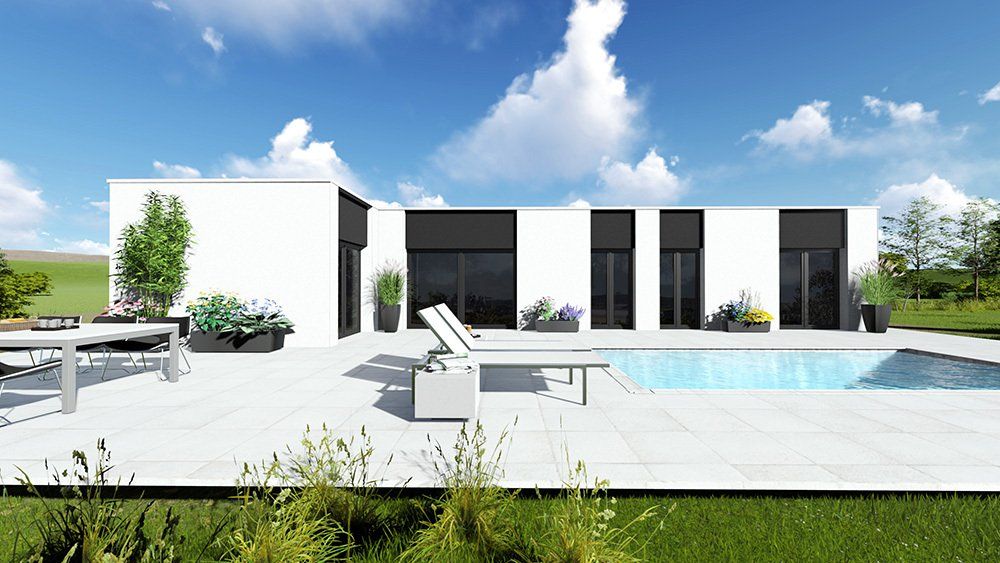 planos de casas de 4 habitaciones, casas de planta baja, casas de una planta, modelo ivanka, casas 120 m, Ryanbricks