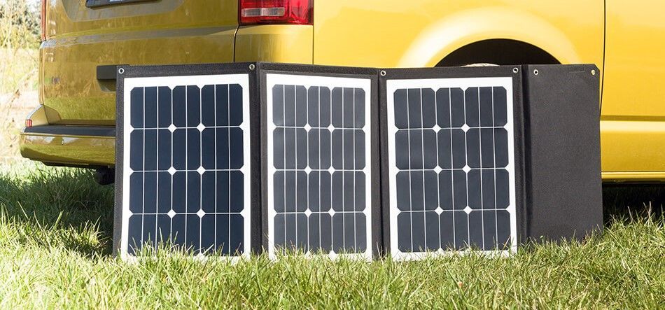 Faltbare Solartasche Camping Mit Solarmodulen autark beim Camping