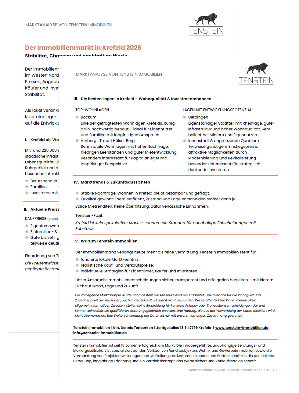 Tenstein Immobilien: Analyse Wohnimmobilienmarkt Krefeld