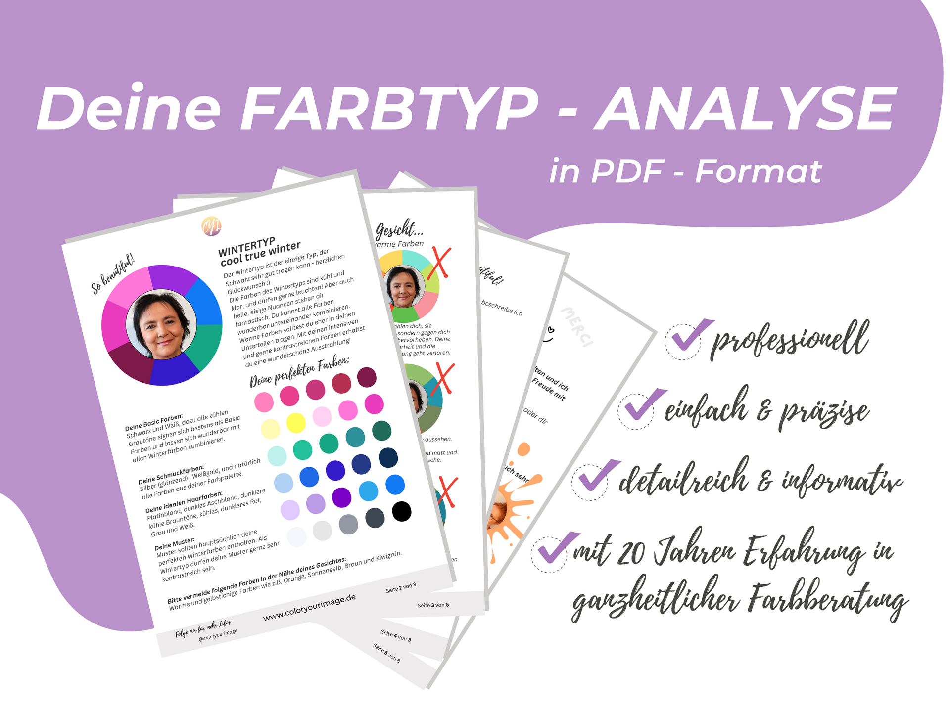 Farbtyp Analyse, Farbtyp, Farbberatung, digital, PDF Format, schnell, bequem, professionell