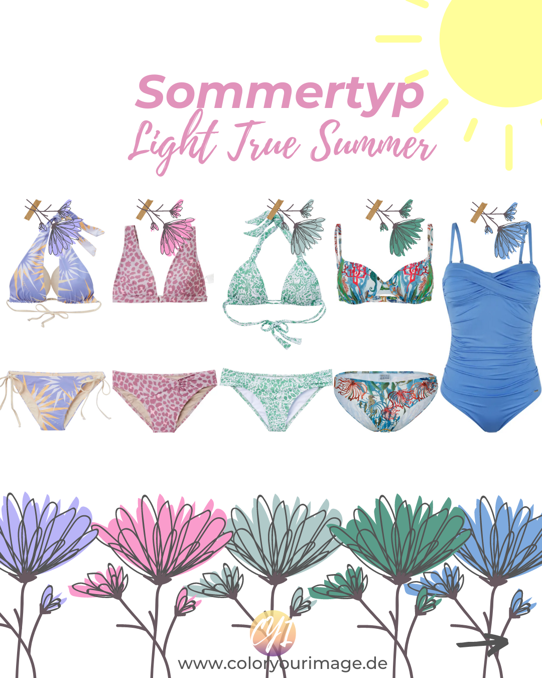 Perfekte Farben und Mode Inspirationen für Sommertypen, light, true summer, Bikini, Badeanzug, Impressionen Shop