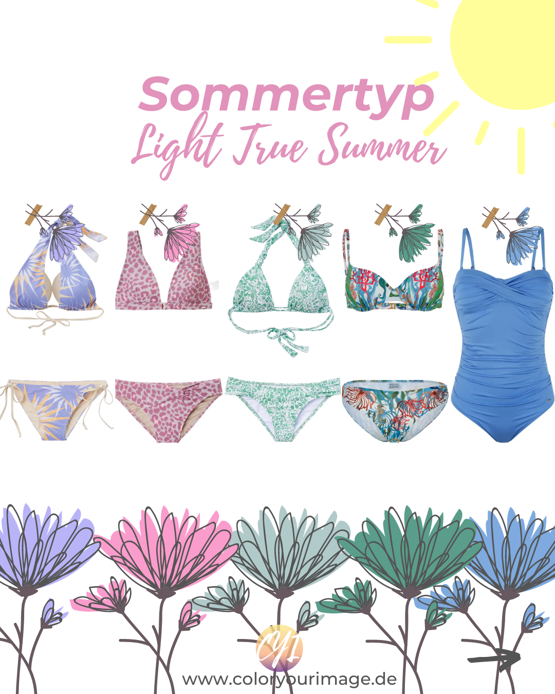 Perfekte Farben für Sommertypen Perfekte Farben und Mode Inspirationen für Sommertypen, light, true summer, Bikini, Badeanzug, Impressionen Shop