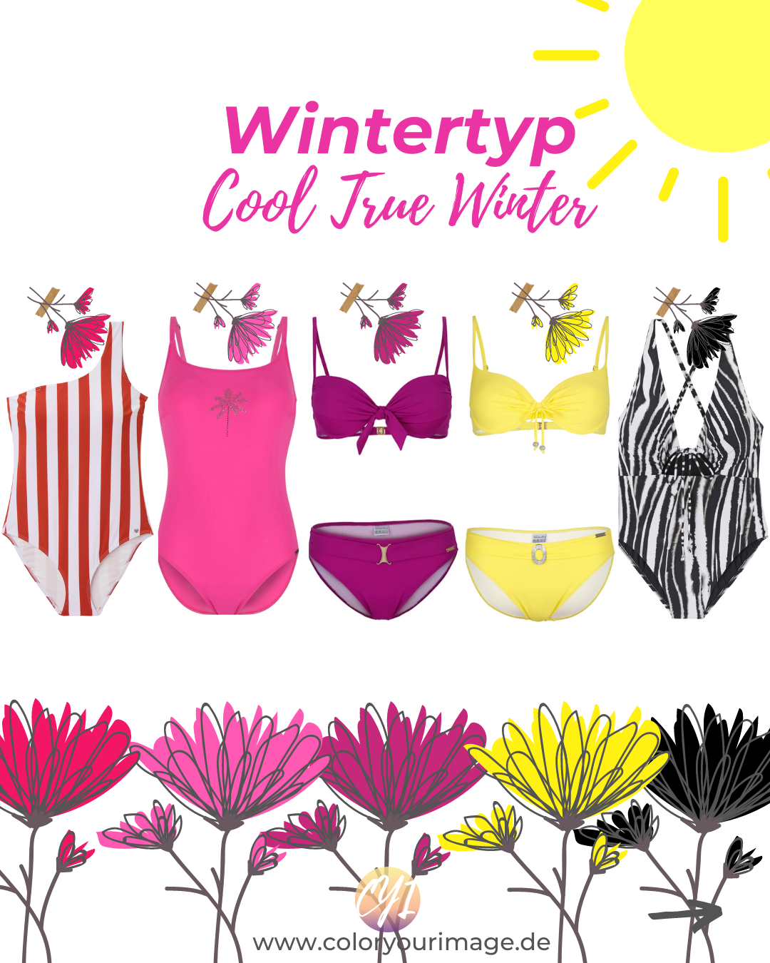 Perfekte Farben für Wintertypen Mode Inspirationen und Outfit Ideen für Wintertypen, Wintertyp, cool, true winter, Bikini, Badeanzug, Impressionen Shop
