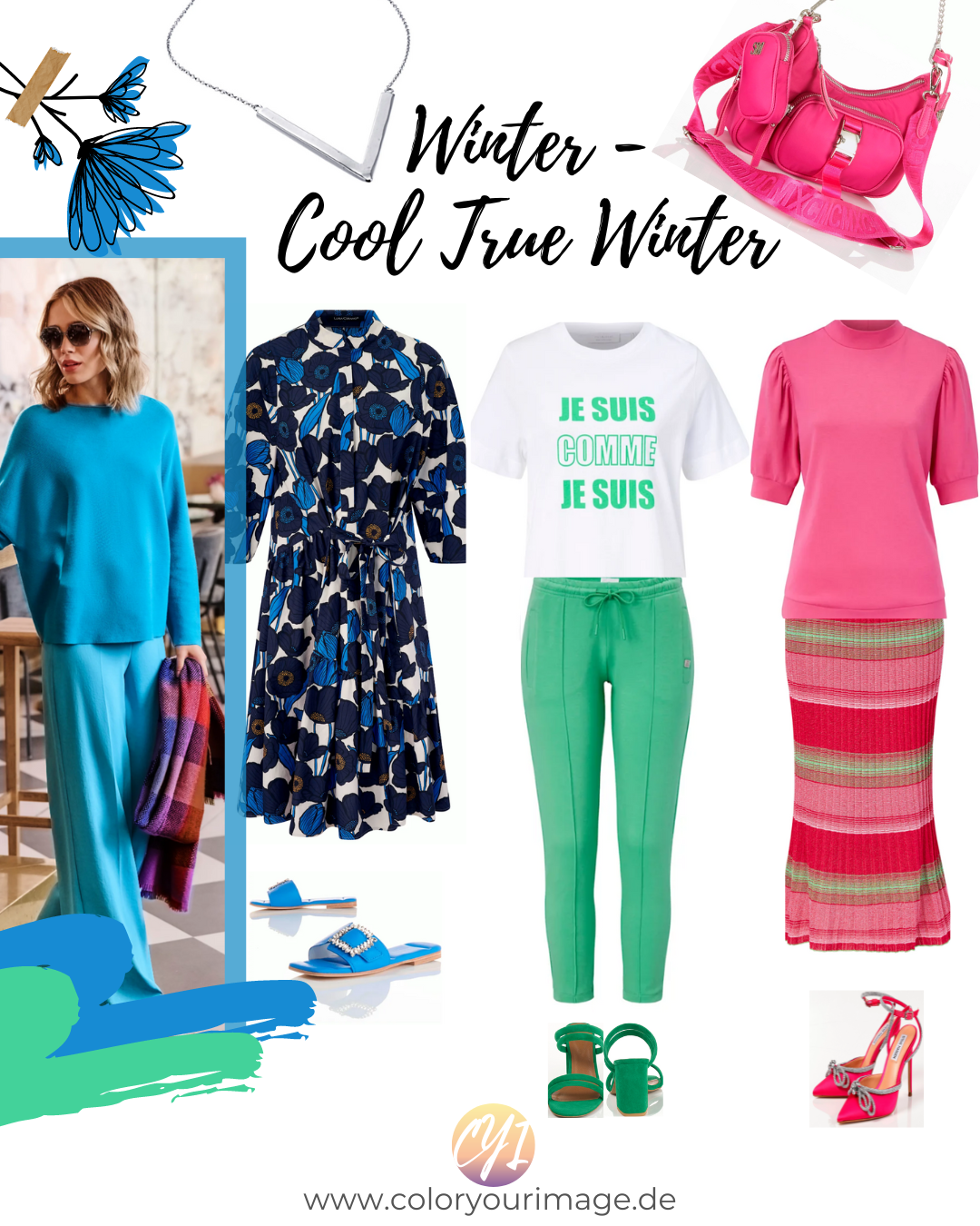 Perfekte Farben für Wintertypen Perfekte Farben und Mode Inspirationen für Wintertypen, festlich, Partylook mit Glanz und Glitzer