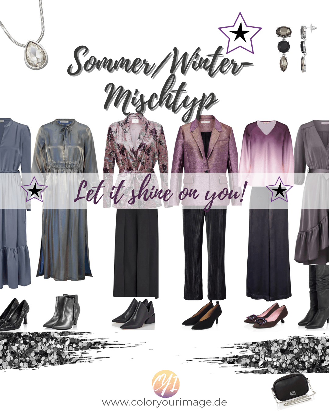 Perfekte Farben für Sommer/Winter-Mischtypen Perfekte Farben und Outfit Inspirationen für Sommer/Winter- Mischtypen, Party, Glanz und Glitter Looks