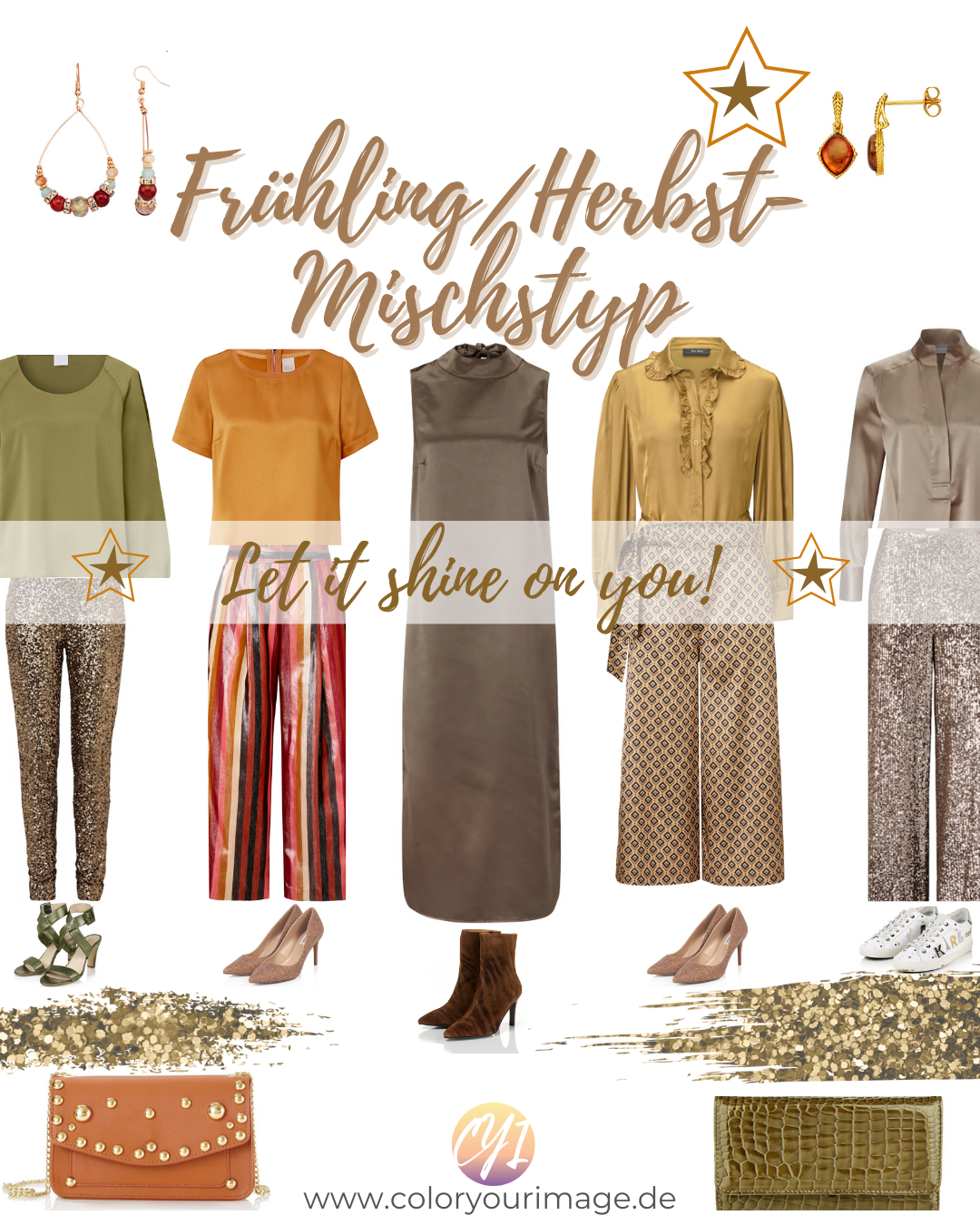 Frühling/Herbst - Mischtyp, Warm Autumn Festliche Farben und Party Outfit Vorschläge für Frühling/Herbst - Mischtyp, Warm Autumn, Glanz, Schimmer und Pailletten