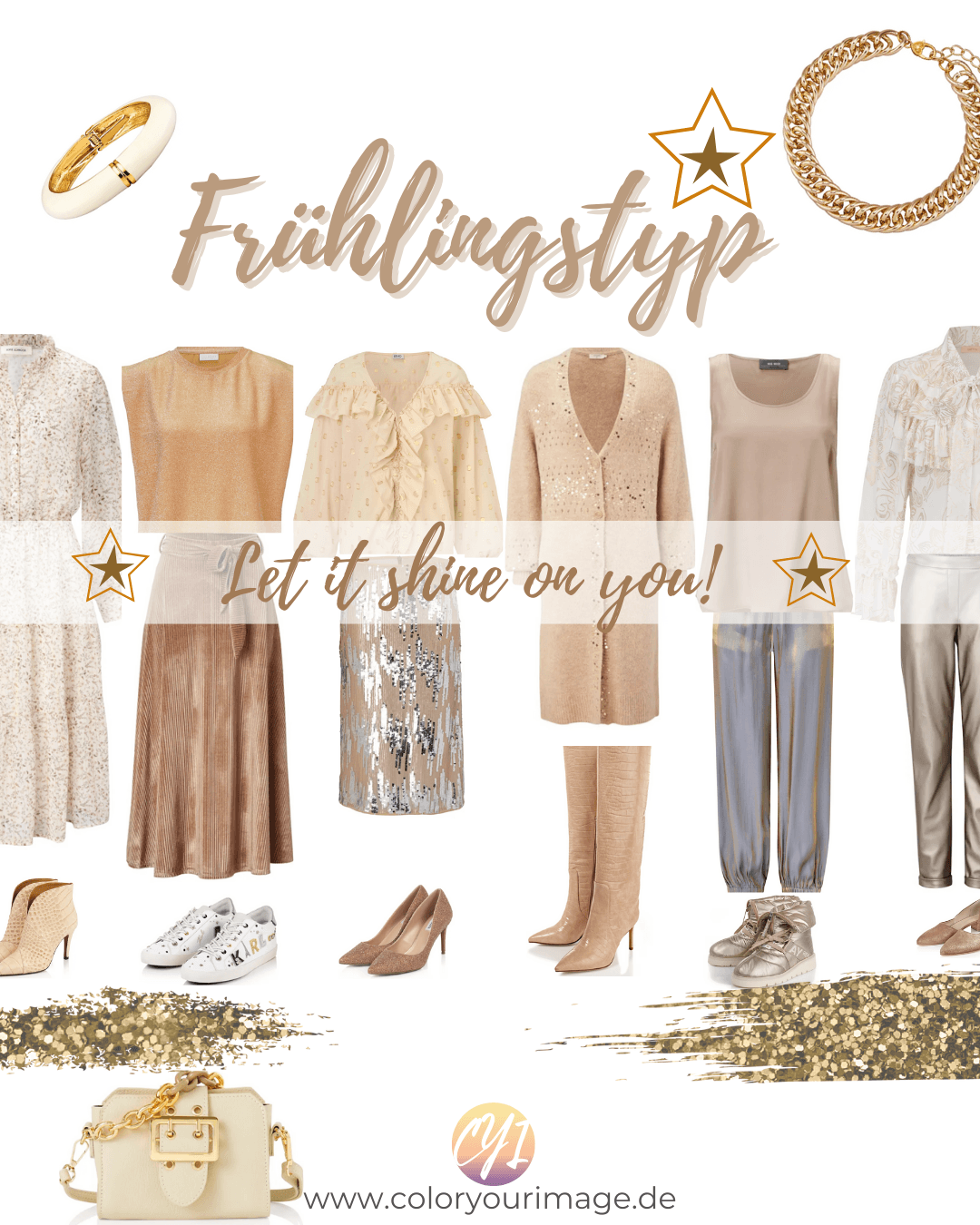 Frühlingstyp - Warm Spring Festliche Farben und Party Outfit Vorschläge für Frühlingstypen, Glanz, Glitzer, Pailletten