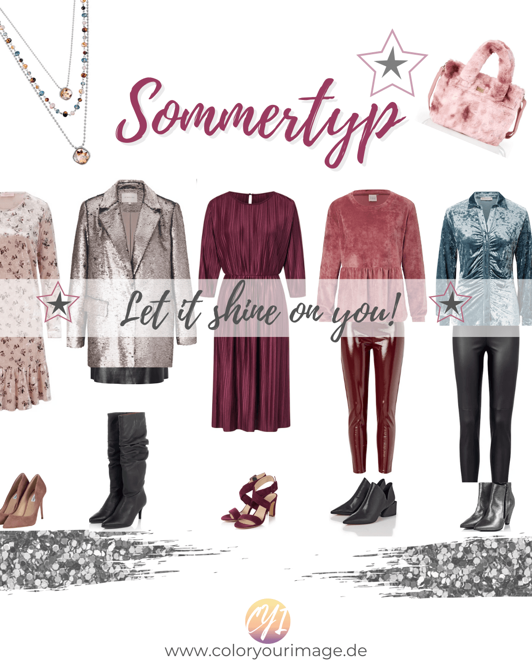 Perfekte Farben für Sommertypen Perfekte Farben für den Sommertyp, Mode Inspirationen, Weihnachten, Silvester, Party, Glitzer und Glanz