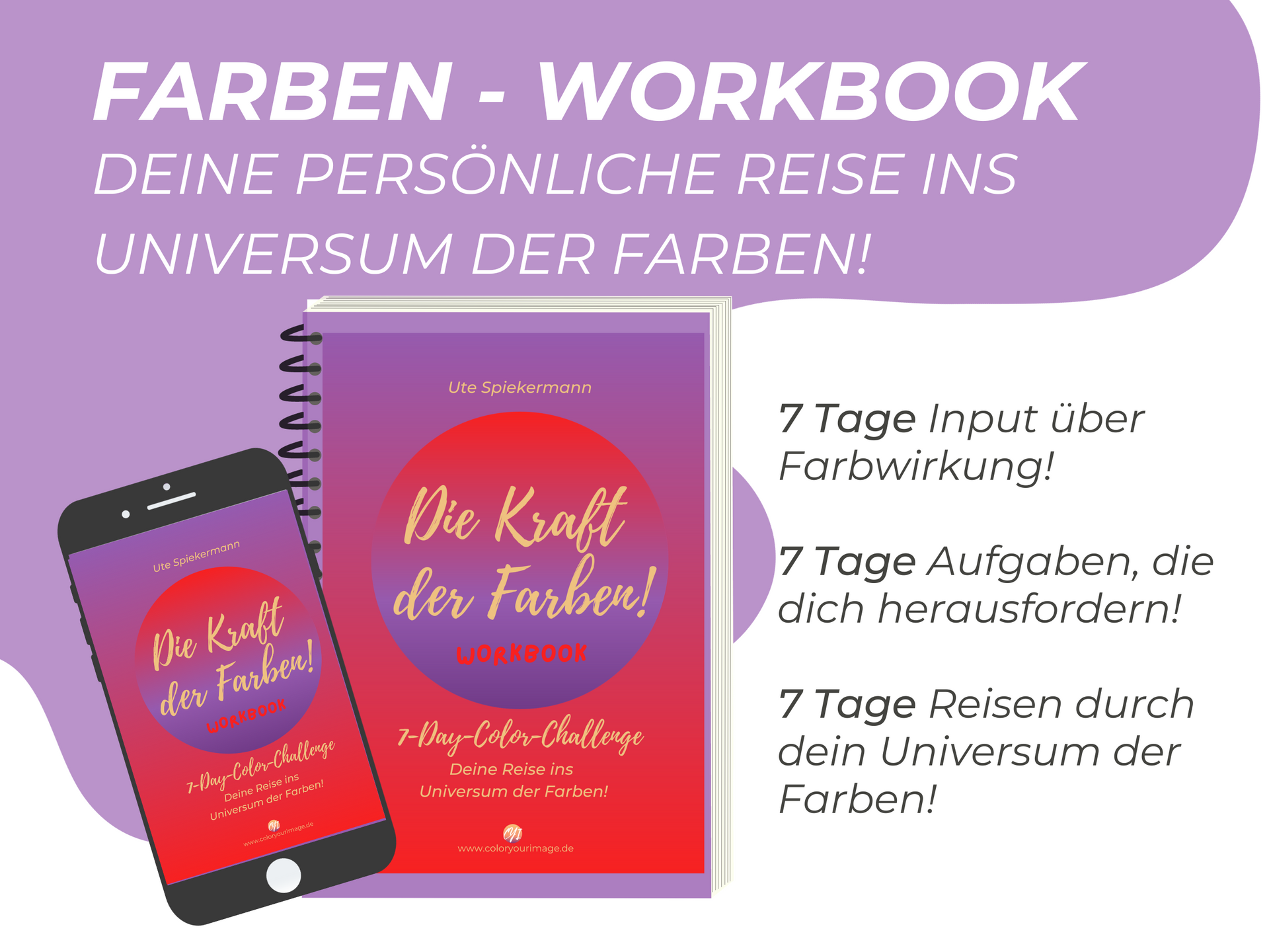 Dein Workbook über Farbwirkung & Farben Challenge Workbook & Challenge über Farbwirkung, 7 Farben