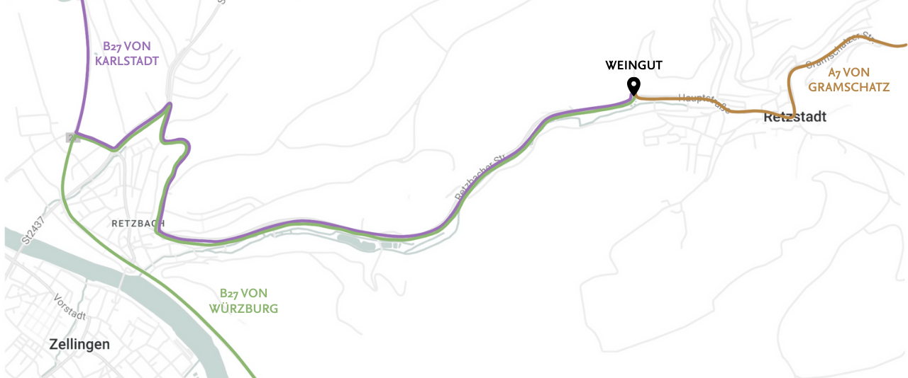 Anfahrtskarte Straßensperrung Weingut Rudolf May