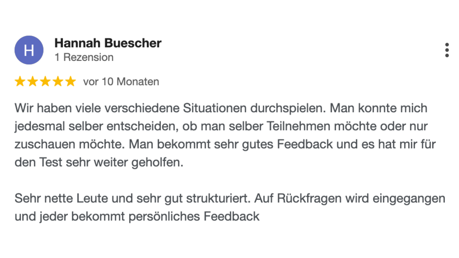 5.0 Sterne Google Bewertung - 1
