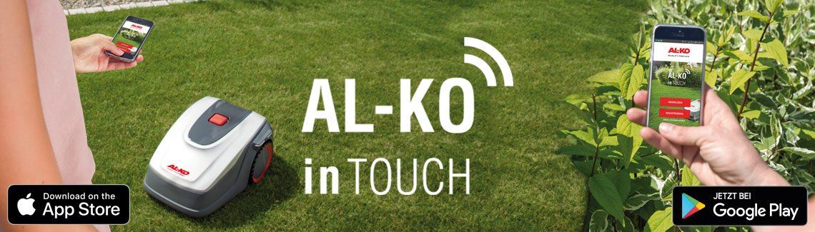 AL-KO in Touch. Mährobotor für Ihren Garten. Dieser ist steuerbar mit Ihrem Smartphone.