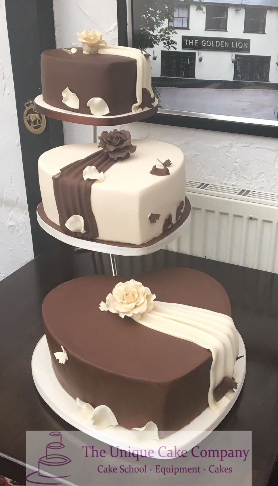 3 tier heart wedding cake