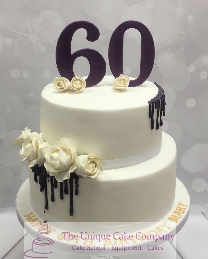 60th drip birthday cake