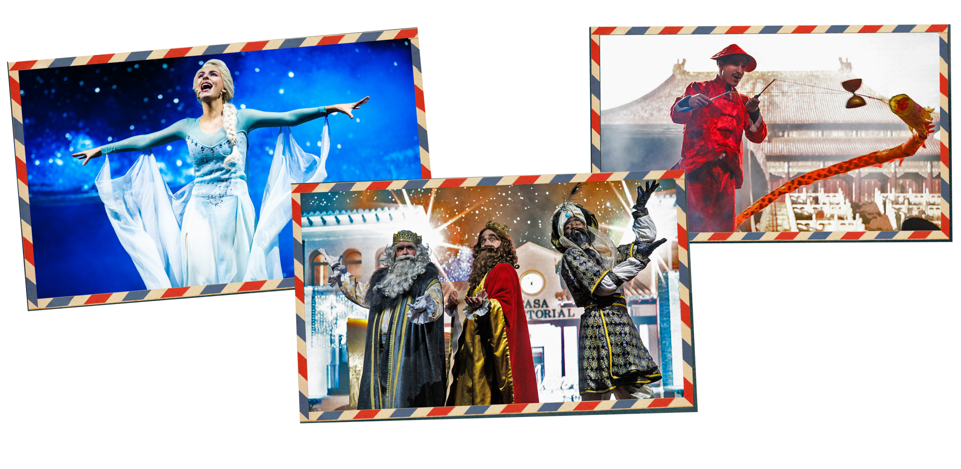 Costume collage from The Three Wise Men and the Lost Letters, immersive Christmas show by Are You Ready