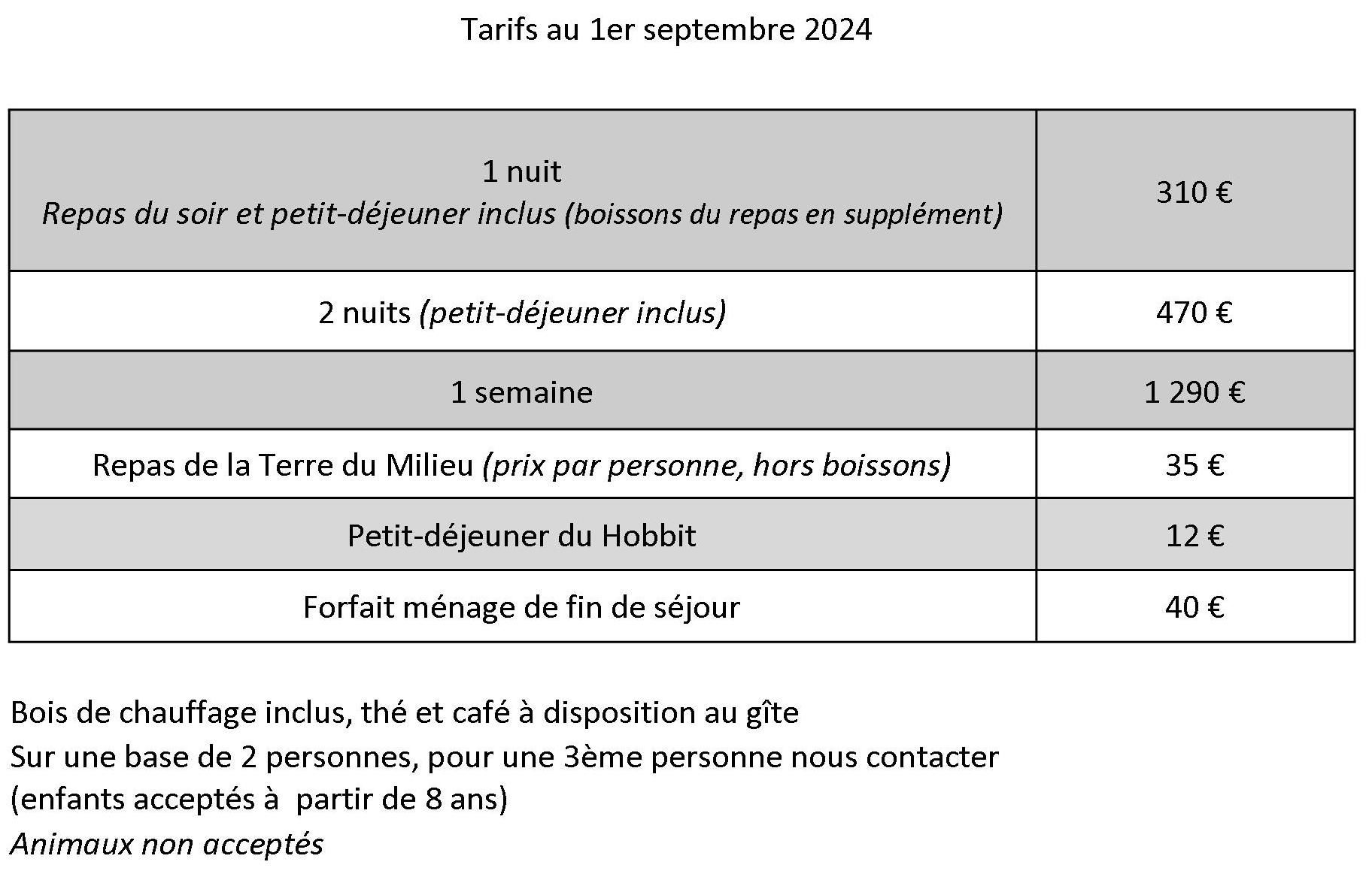 Tarifs