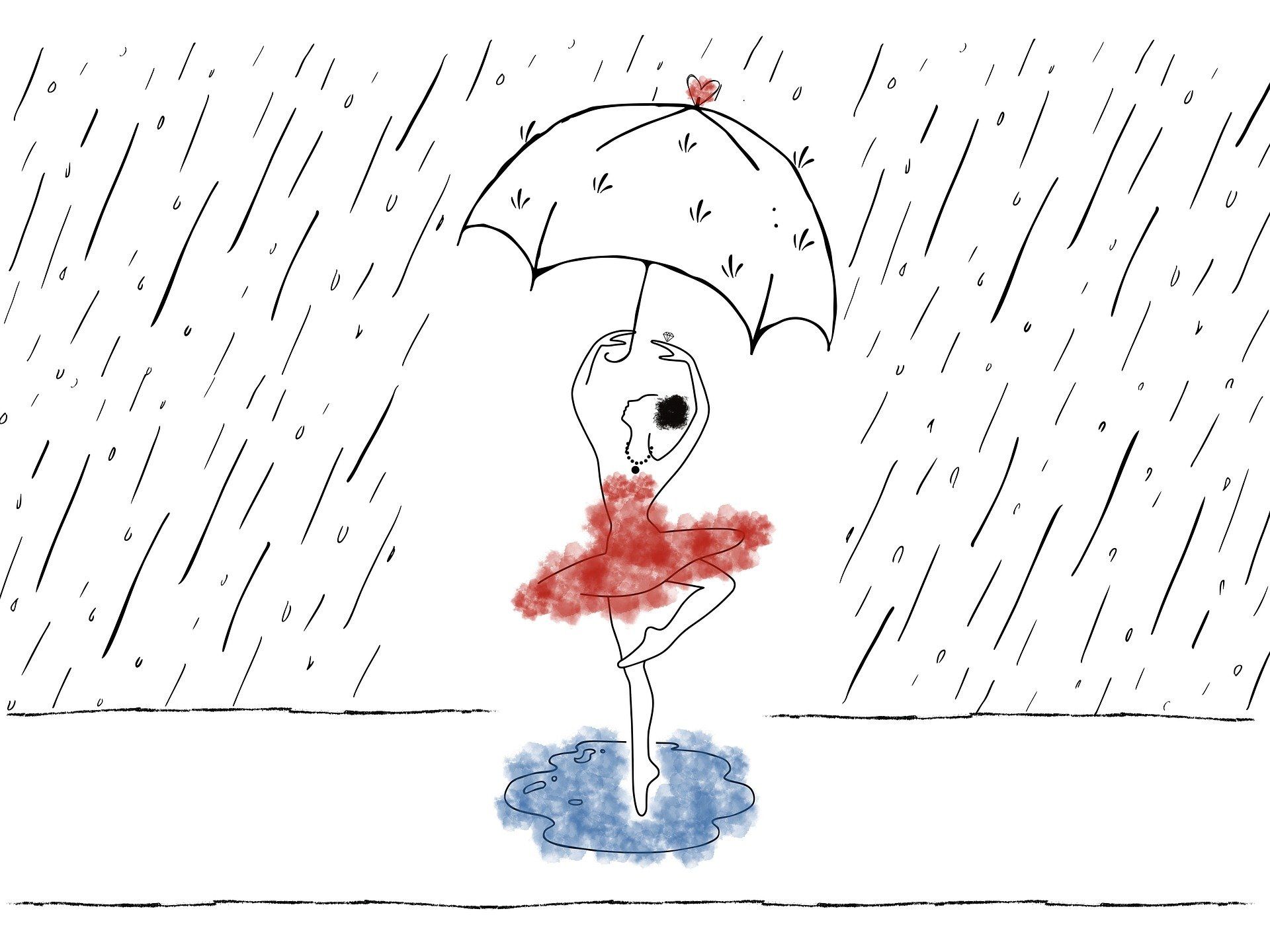 Eine Frau tanzt im Regen - Sinnbild für gesunde Anpassungsfähigkeit.